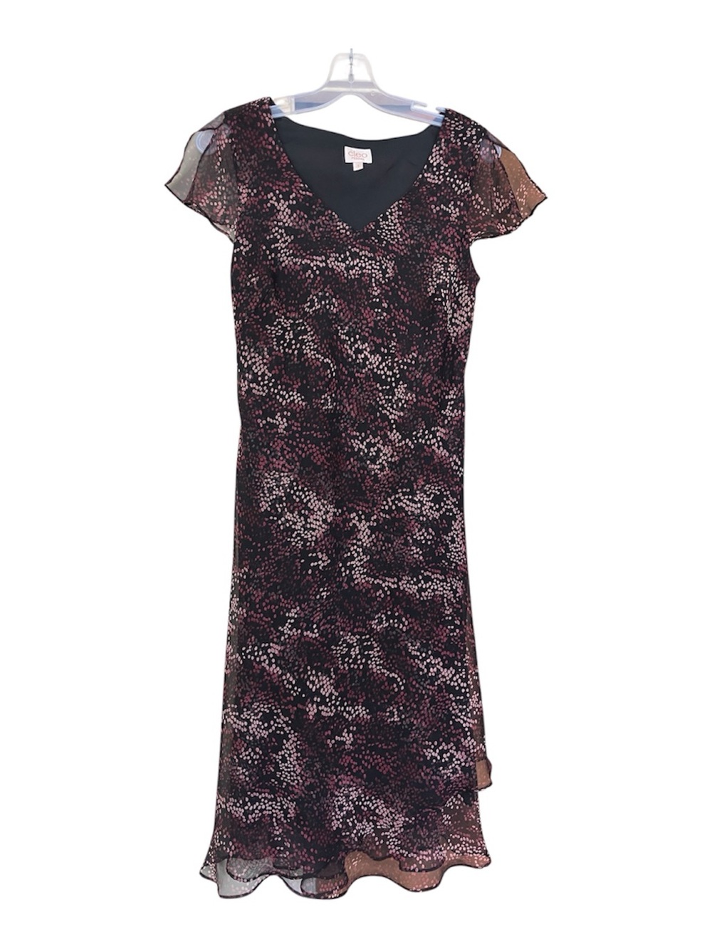 Cleo Black and Pink Printed V-Neck Maxi Dress sz10P